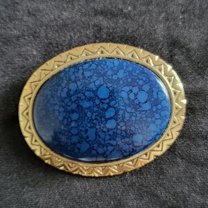Vintage Blue Lucite  Cabochon Oval Brooch